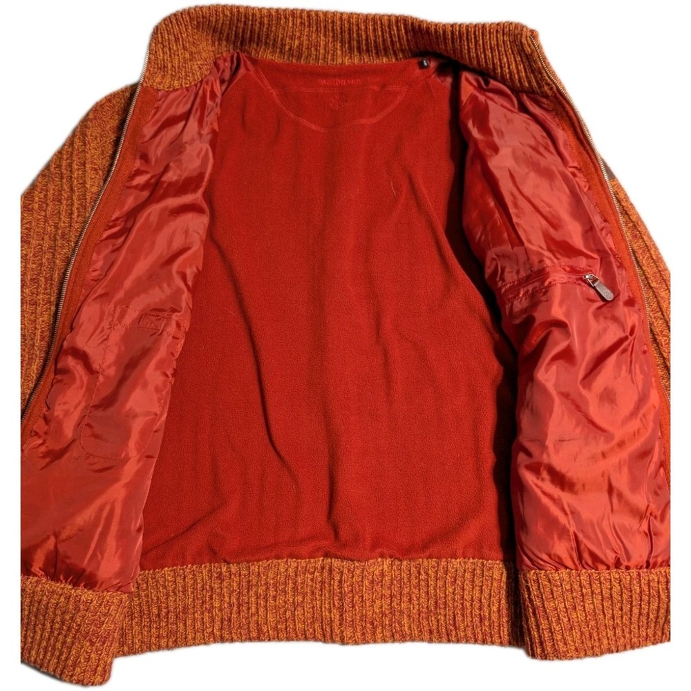 Walbusch Wool Zip Sweater Jacket Mens L Orange Rib Knit Lined Heavy Full Zip - Picture 4 of 10